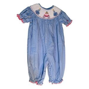 Three Sisters Size 3M Cinderella Embroidered One Piece Frilly Blue Polka Dots